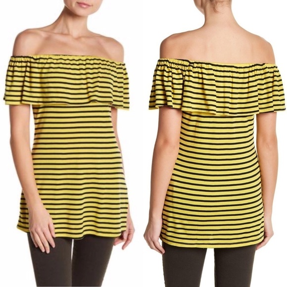 Splendid off the shoulder striped top - Picture 1 of 5